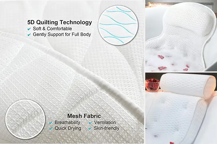Detailed view of Best Easy Clean Bath Pillow With Mesh Bag