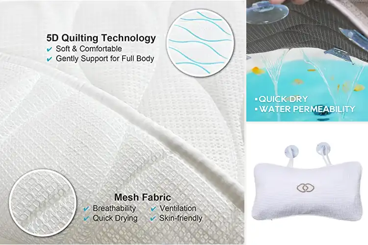 Detailed view of Best Non Slip Bath Pillow With 21 Suction Cups