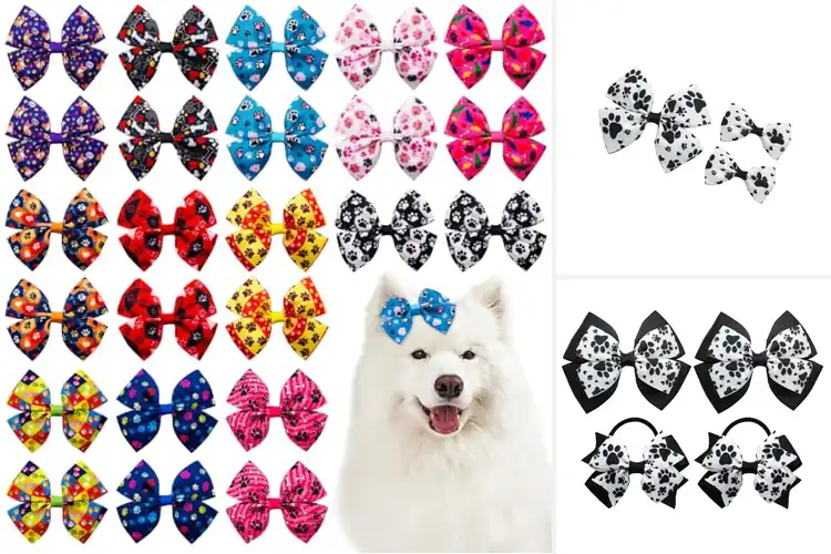 Detailed view of Best Paw Print Dog Hair Bows