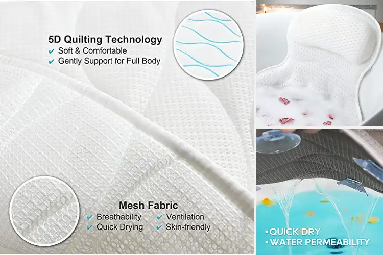 Detailed view of Best Quick Dry Bath Pillow With Mesh Bag