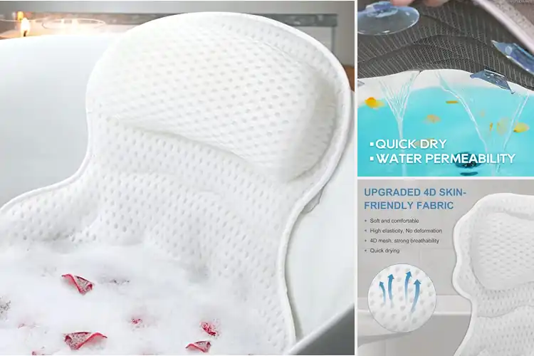 Detailed view of Best Washable Bath Pillow With Mesh Bag